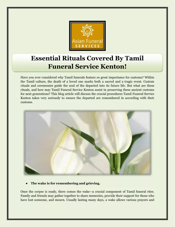 essential rituals covered by tamil funeral