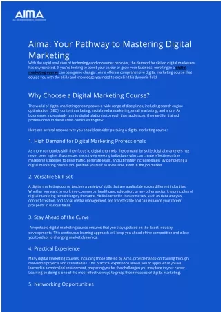 Digital Marketing Course in collaboration with Digital Vidya | PG Courses AIMA