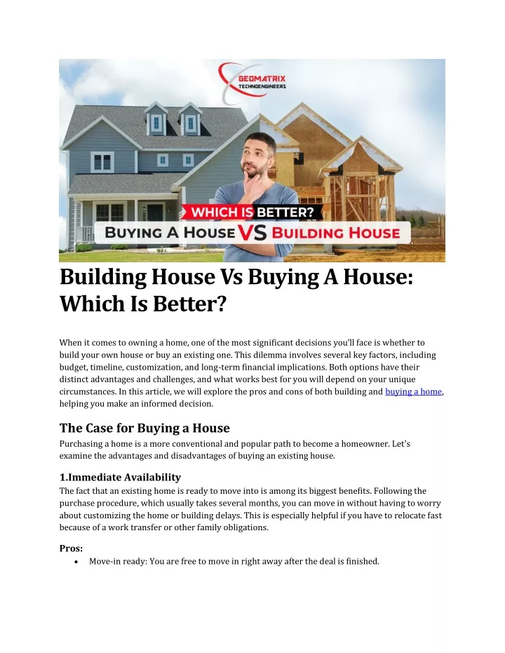 building house vs buying a house which is better