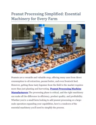 Peanut Processing Simplified Essential Machinery for Every Farm