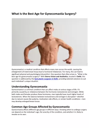 What Is the Best Age for Gynecomastia Surgery