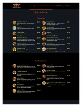 Best indian food Rhode Island - Kinnera Indian Restaurant - Menu
