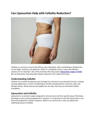 Can Liposuction Help with Cellulite Reduction