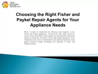 Choosing the Right Fisher and Paykel Repair Agents for Your Appliance Needs