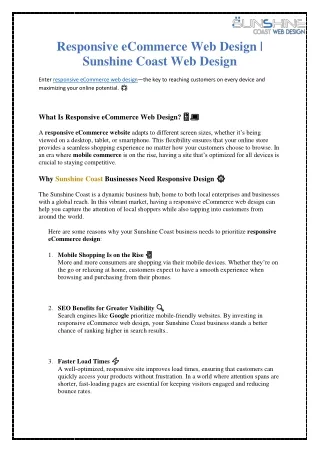 Responsive eCommerce Web Design | Sunshine Coast Web Design