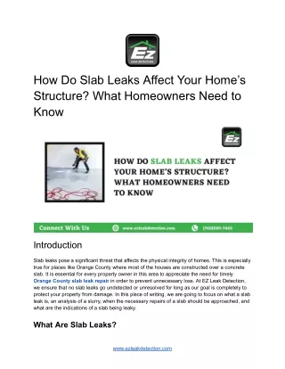 how do slab leaks affect your home s structure