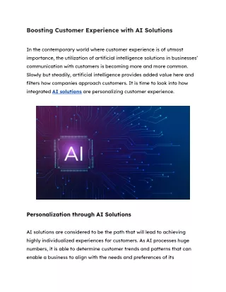 Boosting Customer Experience with AI Solutions