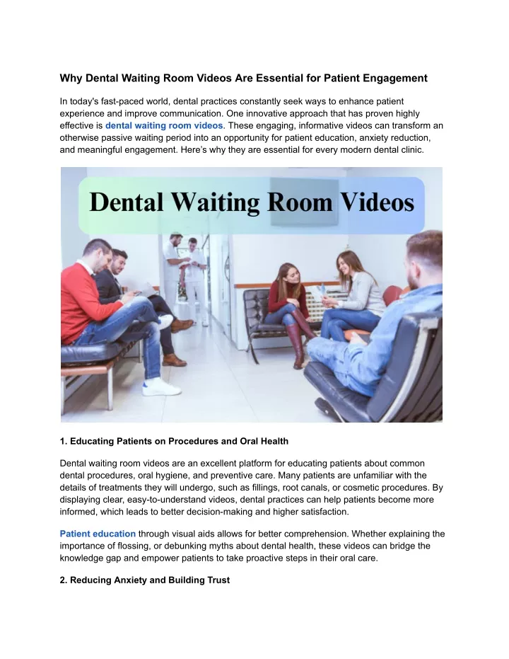 why dental waiting room videos are essential