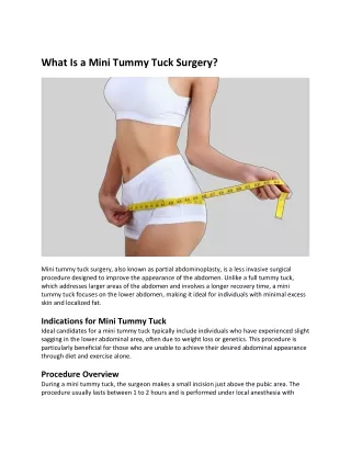 What Is a Mini Tummy Tuck Surgery