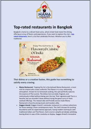 Top-rated restaurants in Bangkok