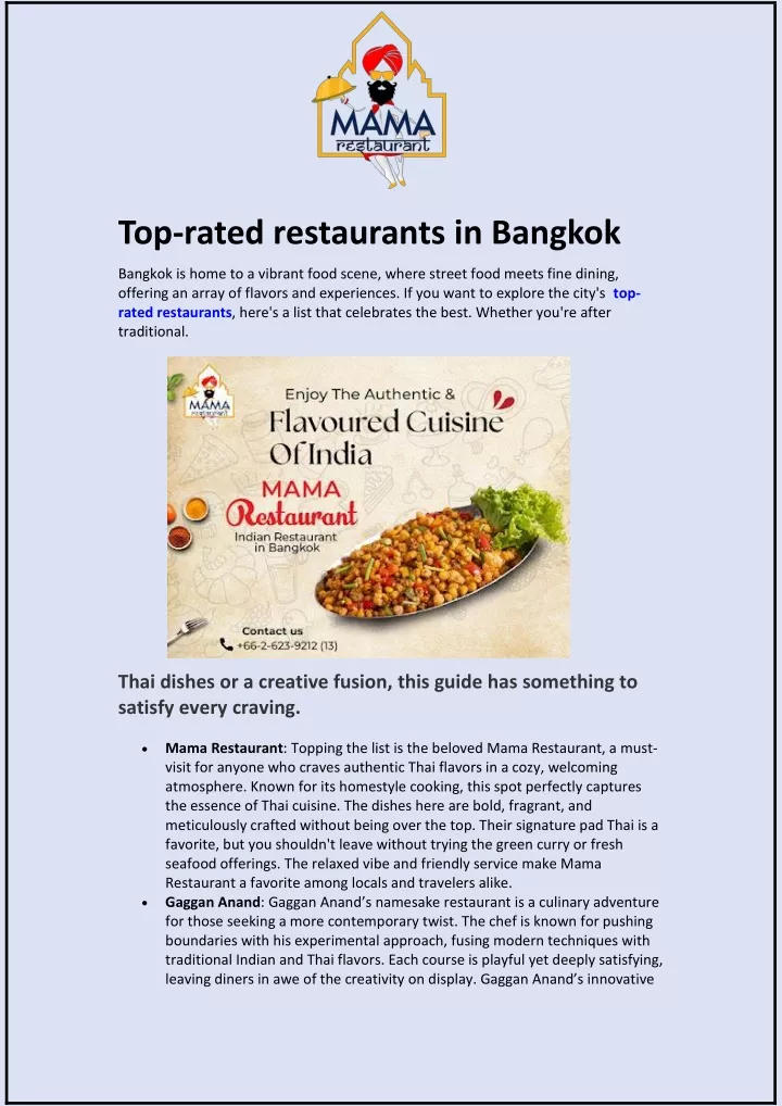 top rated restaurants in bangkok