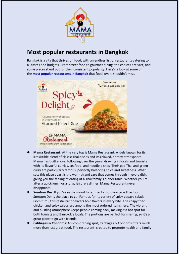 most popular restaurants in bangkok