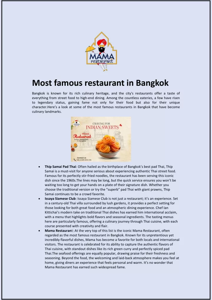 most famous restaurant in bangkok