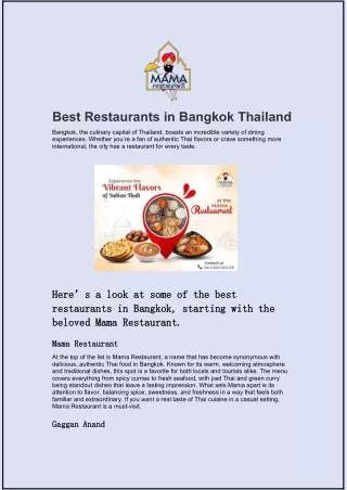 Best Restaurants in Bangkok Thailand