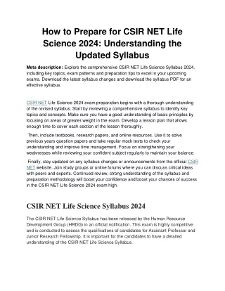 how to prepare for csir net life science 2024