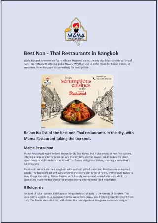 Best Non - Thai Restaurants in Bangkok