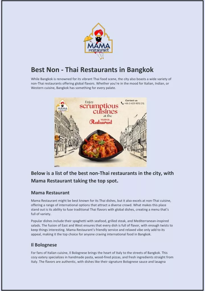 best non thai restaurants in bangkok