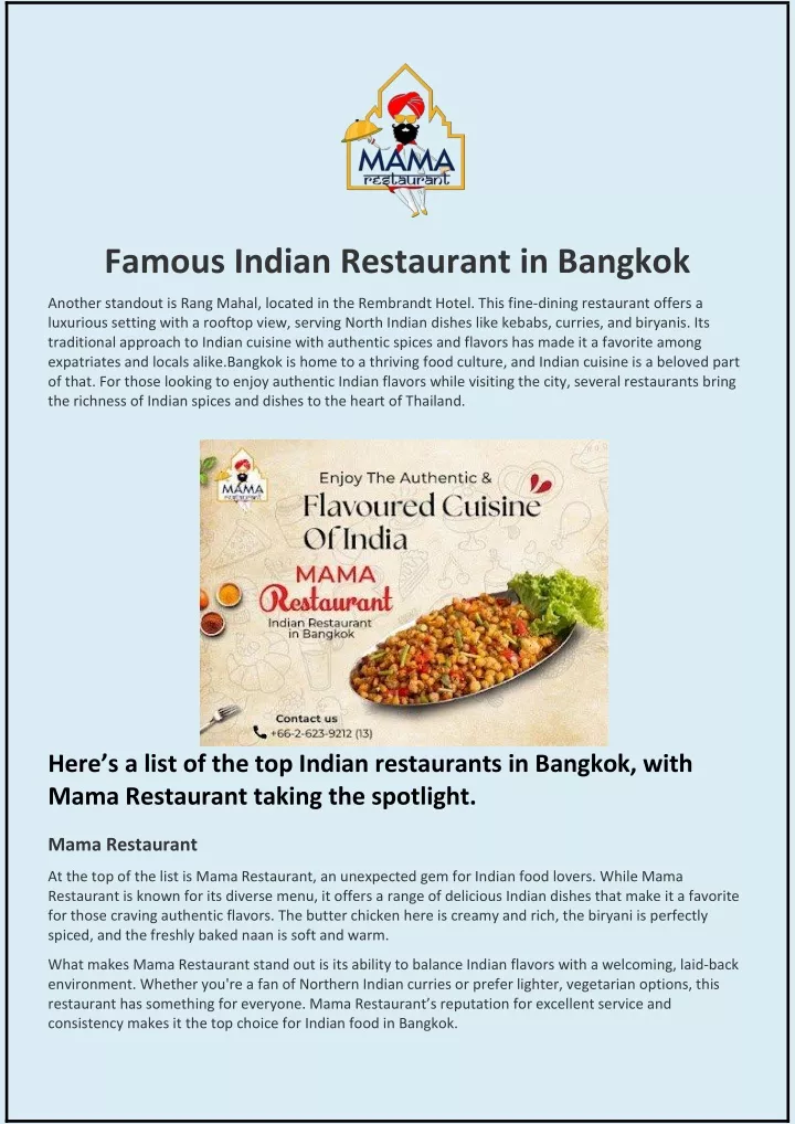 famous indian restaurant in bangkok