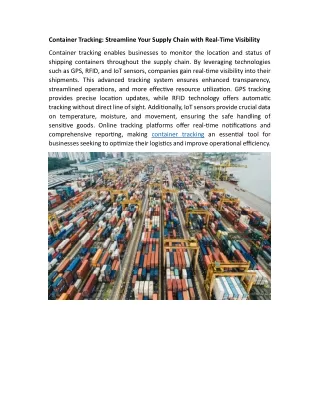 container tracking streamline your supply chain