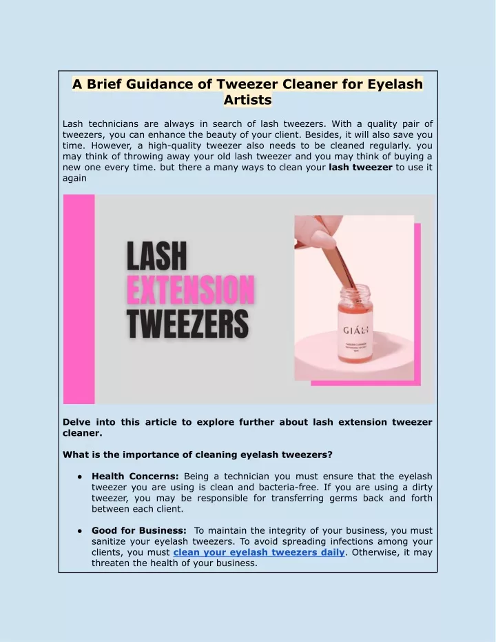 a brief guidance of tweezer cleaner for eyelash