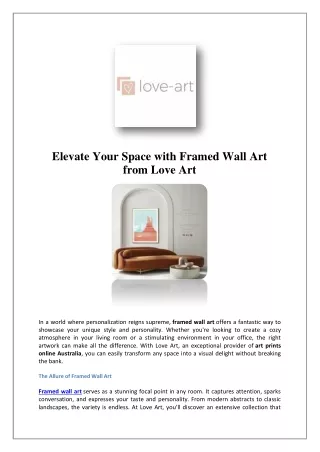 Canvas Prints Online in Australia | Framed Wall Art | Love Art