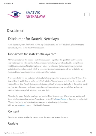 Disclaimer - Saatvik Netralaya Complete Eye Care Clinic