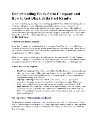 understanding black satta company