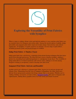 Exploring the Versatility of Print Fabrics with Symplico