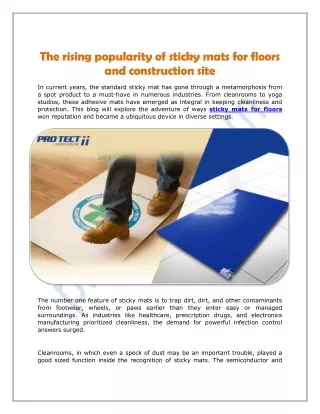 The rising popularity of sticky mats for floors and construction site