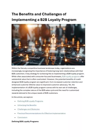 The Benefits and Challenges of Implementing a B2B Loyalty Program