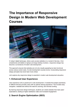 The Importance of Responsive Design in Modern Web Development Courses