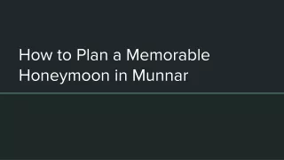How to Plan a Memorable Honeymoon in Munnar