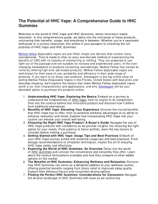 the potential of hhc vape a comprehensive guide