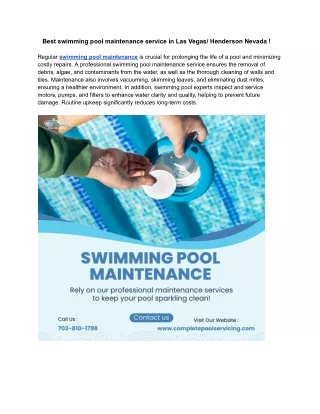 Best swimming pool maintenance service in Las Vegas_ Henderson Nevada