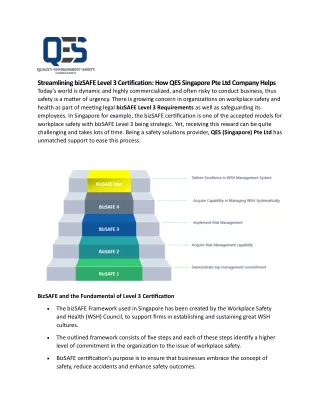 streamlining bizsafe level 3 certification