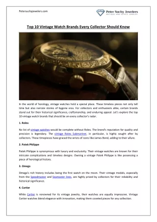 Top 10 Vintage Watch Brands Every Collector Should Know