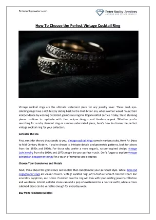 How To Choose the Perfect Vintage Cocktail Ring