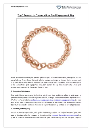 Top 3 Reasons to Choose a Rose Gold Engagement Ring
