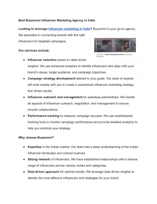 Best Buzzomni Influencer Marketing Agency in India - Google Docs