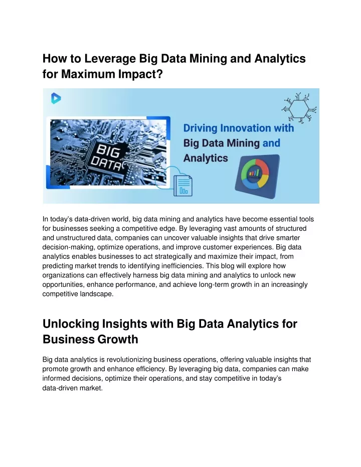 how to leverage big data mining and analytics