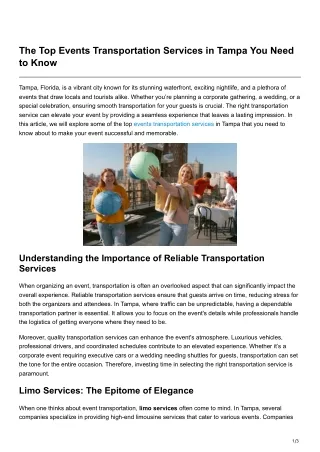 the top events transportation services in tampa