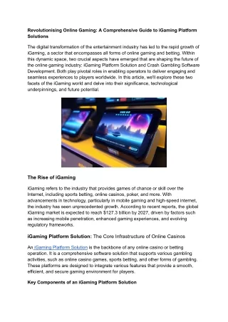revolutionising online gaming a comprehensive