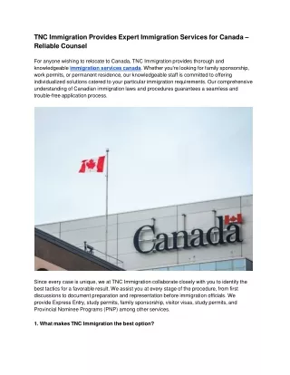 TNC Immigration Provides Expert Immigration Services for Canada – Reliable Counsel