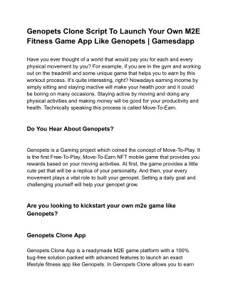 genopets clone script to launch your