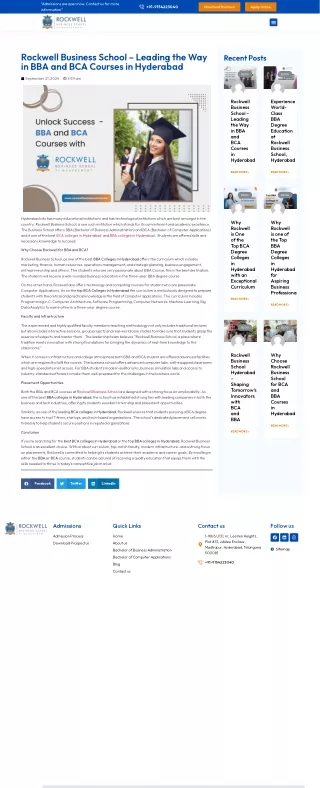 Rockwell Business School – Leading the Way in BBA and BCA Courses in Hyderabad