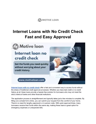 internet loans with no credit check fast and easy