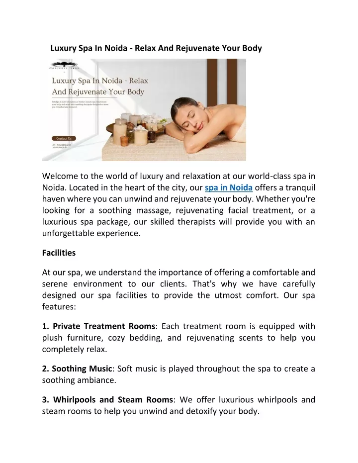 luxury spa in noida relax and rejuvenate your body