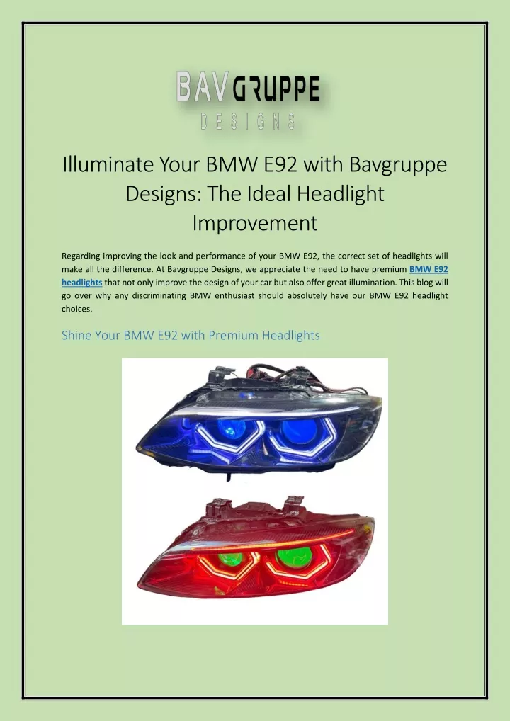 illuminate your bmw e92 with bavgruppe designs