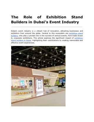 The Role of Exhibition Stand Builders on Dubai Thriving Event Design