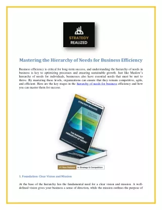 mastering the hierarchy of needs for business